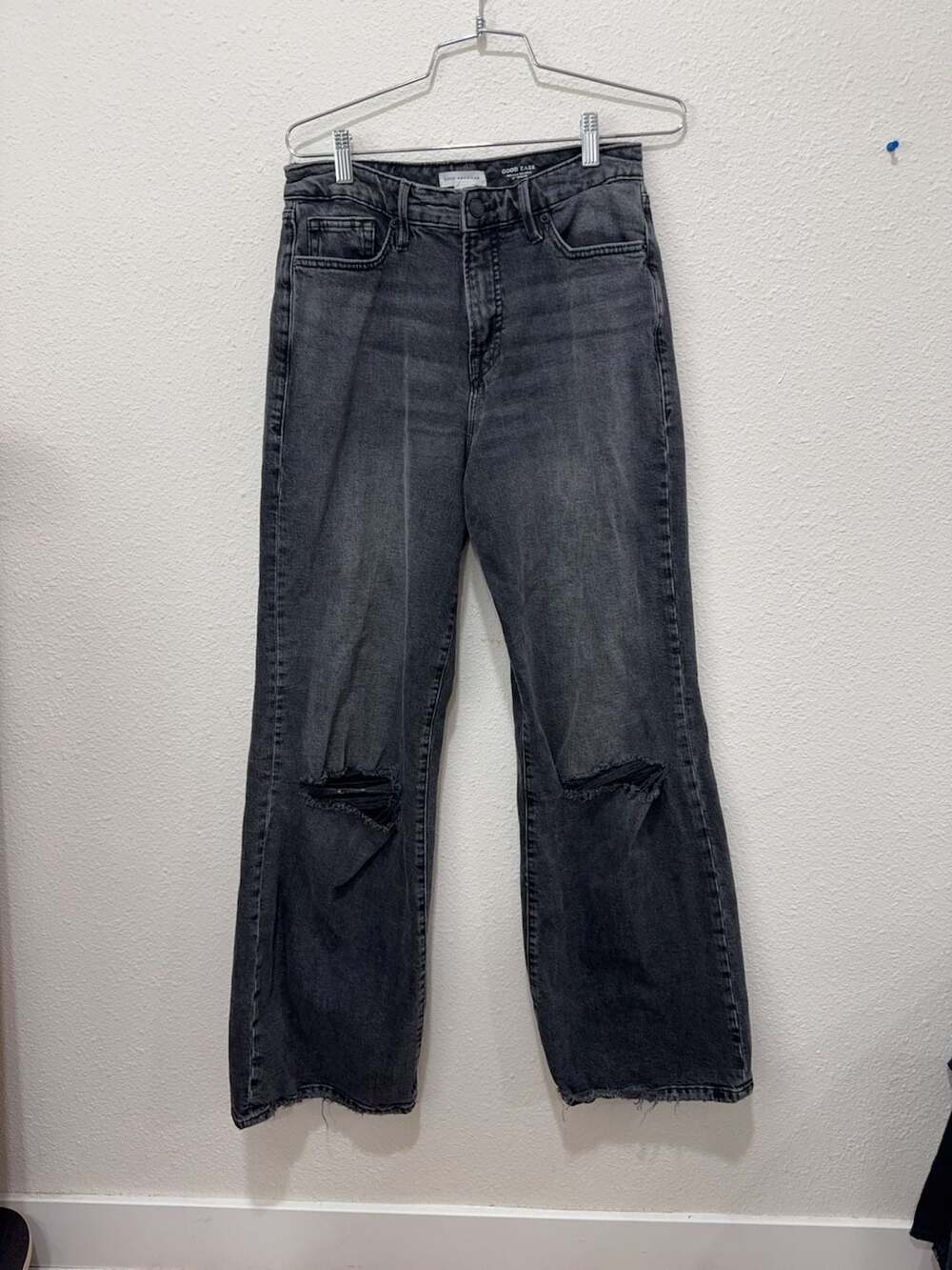 Good American Good Ease Mid Rise Wide Leg Jeans Women's Size 6 or 28
